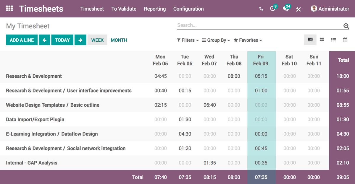 Service on Timesheet
